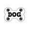 Name plate for dog house . Bone and paws. Clipart and drawing. Vector illustration on white background.