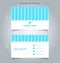 Namecard template white color serrated lines pattern on blue background.