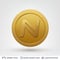 Namecoin symbol on round coin with drop shadow.