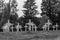 Nameless graves with rows of white wooden cross