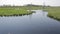 Nameless river with fast flow in the spring flood