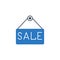 Nameplate Sale related vector glyph icon.