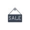 Nameplate Sale related vector glyph icon.