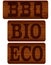 Nameplate of wood with words BBQ BIO ECO