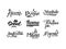 Names of cities, Paris, Prague, Istanbul, Seoul, Rome, Dubai, Amsterdam, Milan, Moscow, city lettering design hand drawn