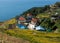 Namhae,South Korea-November 2020: Countryside Gacheon Daraengi Village house with sea view and rice paddies at Namhae, South Korea