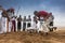 NAMIBE/ANGOLA - 28 AUG 2013 - African sportsmen practicing the famous Brazilian capoeira fight