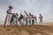 NAMIBE/ANGOLA - 28 AUG 2013 - African sportsmen practicing the famous Brazilian capoeira fight