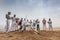 NAMIBE/ANGOLA - 28 AUG 2013 - African sportsmen practicing the famous Brazilian capoeira fight