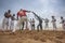 NAMIBE/ANGOLA - 28 AUG 2013 - African sportsmen practicing the famous Brazilian capoeira fight