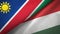 Namibia and Hungary two flags textile cloth, fabric texture