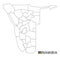 Namibia map, black and white detailed outline regions of the country