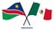 Namibia and Mexico Flags Crossed And Waving Flat Style. Official Proportion. Correct Colors