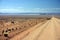 Namibian dirt road heading into the distance