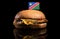 Namibian flag on top of hamburger on black