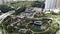 Nan lion garden in aerial view. one of buddhist building in kowloon which built by tong dynasty style.