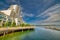 Nanaimo city buildings along the seas on a beautiful summer day, British Columbia - Canada