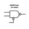 NAND gate (tri-state). electronic symbol of open switch Illustration of basic circuit symbols. Electrical symbols.