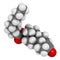 Nandrolone decanoate anabolic steroid drug molecule. Also used in sports doping. 3D rendering. Atoms are represented as spheres