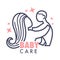 Nanny service isolated icon mother and baby pink heart vector child care and babysitter agency