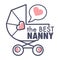 Nanny service isolated outline icon pram and heart in speech bubble