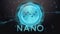 Nano cryptocurrency symbol. Hi-tech futuristic background illustration.
