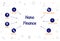 Nano finance concept diagram with blue circular icons .