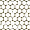 nanomaterial, mesh, molecular hexagonal structure, honeycomb connection of molecules in gold liquid, abstract hi-tech design