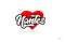 nantes city design typography with red heart icon logo