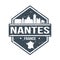 Nantes France Travel Stamp Icon Skyline City Design Tourism.