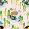 Nanyang cup morning bird seamless pattern