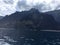 Napali Coast Mountains and Cliffs and Kalalau Beach and Valley Seen from Pacific Ocean - Kauai Island, Hawaii.