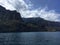 Napali Coast Mountains and Cliffs and Kalalau Beach and Valley Seen from Pacific Ocean - Kauai Island, Hawaii.