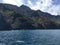 Napali Coast Mountains and Cliffs and Kalalau Valley Seen from Pacific Ocean - Kauai Island, Hawaii.