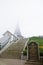 Naphamethinidon chedi and Naphaphonphumisiri pagoda stupa of Doi Inthanon National Park with mist morning for thai people