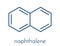 Naphthalene aromatic hydrocarbon molecule. Used as mothball ingredient. Skeletal formula.