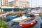 Naples, Campania, Italy - fishermen boats moored in Borgo Marinari