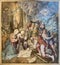 NAPLES, ITALY - APRIL 23, 2023: The fresco of Nativity - Adoration of Shepherds in the church Chiesa di San Giovanni a Carbonara