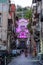 Naples, Italy - August 9, 2019: S. Maria ogni Bene ai Sette Dolori Church with neon light