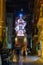 Naples, Italy - August 9, 2019: S. Maria ogni Bene ai Sette Dolori Church at night with neon light