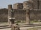 NAPLES, ITALY- JUNE, 13, 2019: replica bronze diana statue in ruins of temple of apollo at pompeii