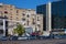 NAPLES, ITALY - NOVEMBER 02, 2015: View to the old shabby residential building next to the modern building.