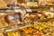 Naples, Italy - October 25, 2019: Neapolitan pastry shop with the counter full of delicious typical sweets such as sfogliatella,