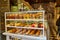 Naples, Italy - October 25, 2019: Neapolitan pastry shop with the counter full of delicious typical sweets such as sfogliatella,