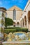 Naples, Italy - October 25, 2019: View of the decorated by frescoes cloister arcades of The Monumental Complex of Saint Claire in