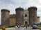 NAPLES, ITALY - SEPTEMBER, 2010: tourists visit the Castel Nuovo, residence of the medieval kings of Naples on september 21, 2010
