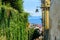Naples, Italy. View of a glimpse of the Gulf of Naples through the characteristic houses of the Petraio Steps