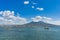 Naples port and mount Vesuvius, view from the sea