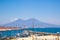 Naples port, Vesuvius view, Naples bay.