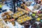 Naples, San Gregorio Armeno, miniatures of the boxes of bread for Neapolitan Presepe .Typical Christmas decorations